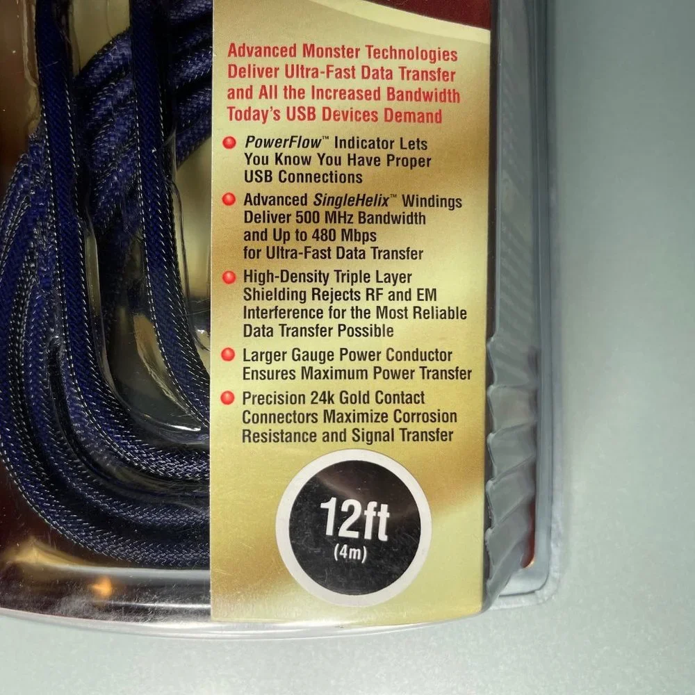NEW! Monster Ultimate Performance 12 Foot USB AV Cable